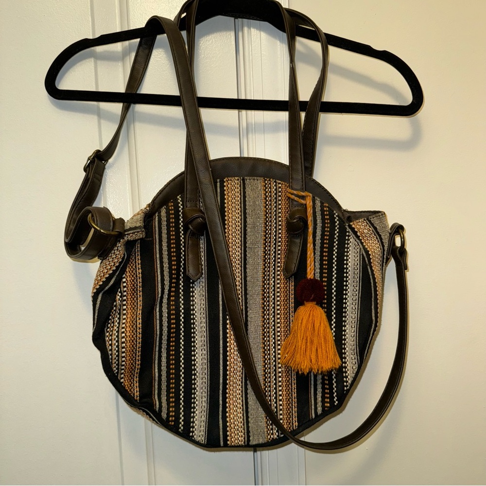 Francesca’s Artisan Striped Tambourine Tote